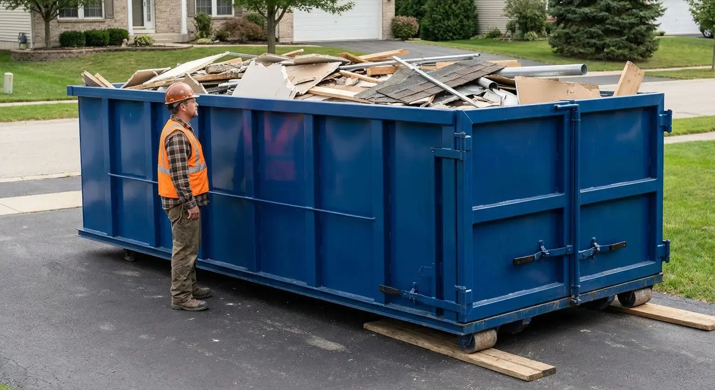 Dumpster loaded correctly to avoid overage fees in Loveland, CO
