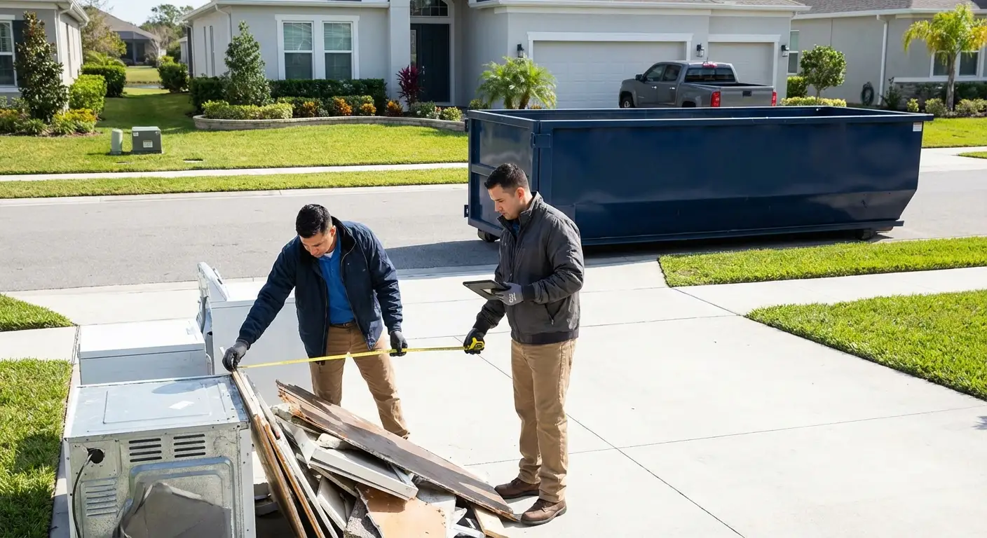 Concrete dumpster rental delivery truck in Loveland, CO